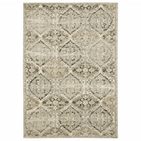 7? x 10? Ivory and Gray Floral Trellis Indoor Area Rug