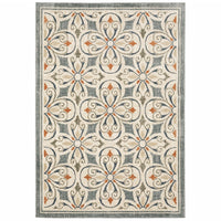 10? x 13? Gray and Beige Medallion Indoor Area Rug