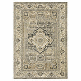 8? x 11? Beige and Gray Traditional Medallion Indoor Area Rug