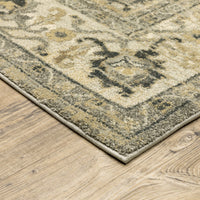 8? x 11? Beige and Gray Traditional Medallion Indoor Area Rug