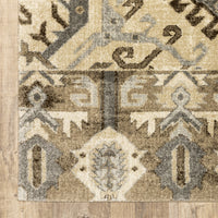 8? x 11? Tan and Gold Central Medallion Indoor Area Rug