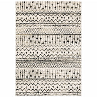 10? x 13? Ivory and Black Eclectic Patterns Indoor Area Rug
