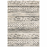 10? x 13? Ivory and Black Eclectic Patterns Indoor Area Rug