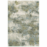 7? x 10? Blue and Sage Distressed Waves Indoor Area Rug
