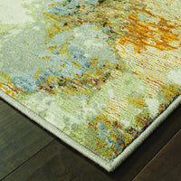 8? x 11? Modern Abstract Gold and Beige Indoor Area Rug