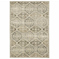 10? x 13? Ivory and Gray Floral Trellis Indoor Area Rug