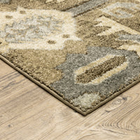 10? x 13? Tan and Gold Central Medallion Indoor Area Rug