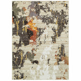 10? x 13? Abstract Weathered Beige and Gray Indoor Area Rug