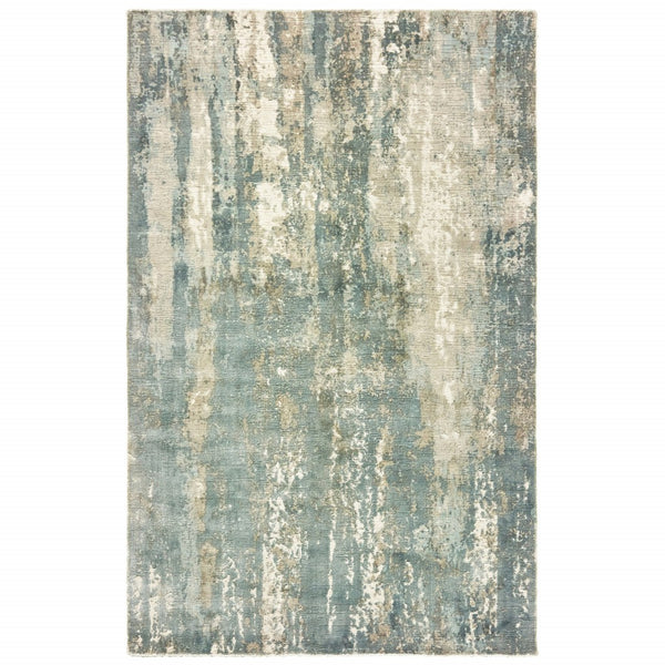 10? x 14? Blue and Gray Abstract Splash Indoor Area Rug