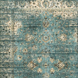 8? x 11? Peacock Blue and Ivory Indoor Area Rug