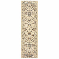 2? x 8? Ivory and Gold Distressed Indoor Runner Rug