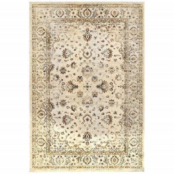 4? x 6? Ivory and Gold Distressed Indoor Area Rug