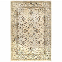 7? x 10? Ivory and Gold Distressed Indoor Area Rug