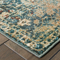 4? x 6? Sand and Blue Distressed Indoor Area Rug