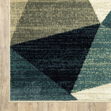 2? x 8? Gray and Teal Geometrics Indoor Runner Rug
