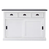 Modern Farmhouse Black and White Buffet Server with Sliding Doors