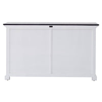 Modern Farmhouse Black and White Buffet Server with Sliding Doors