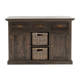 Modern Farmhouse Espresso Wash Large Accent Cabinet with Baskets