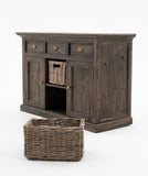 Modern Farmhouse Espresso Wash Large Accent Cabinet with Baskets