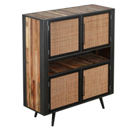 Modern Rustic Natural Rattan Double Decker Accent Cabinet