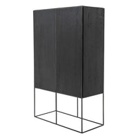 Modern Rustic Black and Natural Tall Accent Cabinet