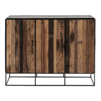 Modern Rustic Black and Natural Three Door Cabinet