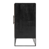 Modern Rustic Black and Natural Three Door Cabinet