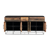 71" Modern Rustic Black and Natural Buffet Server