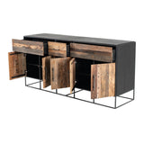 71" Modern Rustic Black and Natural Buffet Server