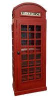Vintage Red Wooden Phone Booth Bar Cabinet