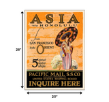 24" x 32" Asia via Honolulu Vintage Travel Wall Art