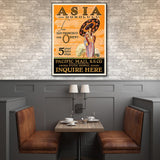 24" x 32" Asia via Honolulu Vintage Travel Wall Art