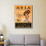 24" x 32" Asia via Honolulu Vintage Travel Wall Art