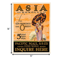 24" x 32" Asia via Honolulu Vintage Travel Wall Art