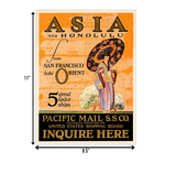 24" x 32" Asia via Honolulu Vintage Travel Wall Art