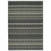 9' x 12' Black Ivory Machine Woven Geometric Indoor Area Rug