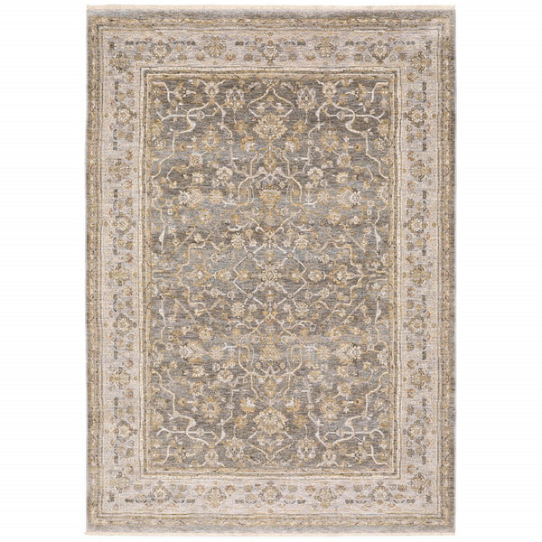 6' X 9' Beige Grey Machine Woven Oriental Indoor Arean Rug