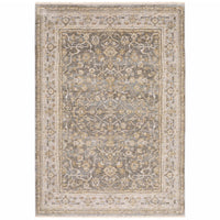 7' X 10' Beige Grey Machine Woven Oriental Indoor Arean Rug