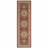 8' Red Ivory Machine Woven Oriental Indoor Runner Rug