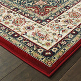 3' x 6' Red Ivory Machine Woven Oriental Indoor Area Rug