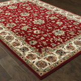 3' x 6' Red Ivory Machine Woven Floral Oriental Indoor Area Rug