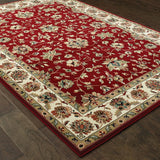 6' x 9' Red Ivory Machine Woven Floral Oriental Indoor Area Rug