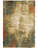 3' x 6' Beige Blue Machine Woven Abstract Indoor Area Rug