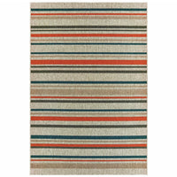 9' x 12' Grey Blue Geometric Indoor Outdoor Area Rug