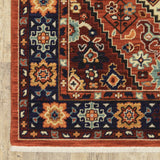 12' Red Blue Machine Woven Oriental Indoor Runner Rug