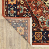 7' x 10' Red Blue Machine Woven Oriental Indoor Area Rug