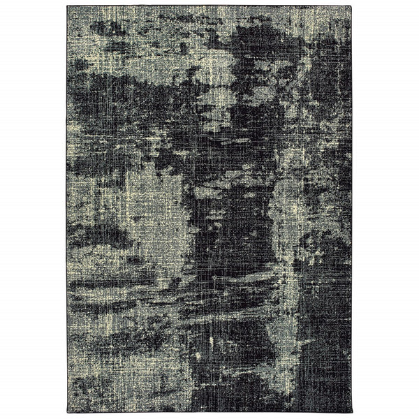 6' x 9' Black Ivory Machine Woven Abstract Indoor Area Rug