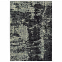 7' x 10' Black Ivory Machine Woven Abstract Indoor Area Rug