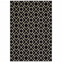 3' x 6' Black Ivory Machine Woven Geometric Diamonds Indoor Area Rug