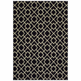 3' x 6' Black Ivory Machine Woven Geometric Diamonds Indoor Area Rug